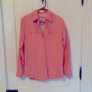 Pink button-down fishing shirt